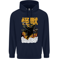 Catzilla Funny Cat Monster Parody Mens 80% Cotton Hoodie Navy Blue