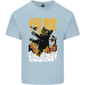 Catzilla Funny Cat Monster Parody Mens Cotton T-Shirt Tee Top Light Blue