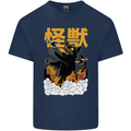 Catzilla Funny Cat Monster Parody Mens Cotton T-Shirt Tee Top Navy Blue