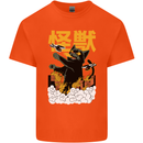 Catzilla Funny Cat Monster Parody Mens Cotton T-Shirt Tee Top Orange