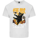 Catzilla Funny Cat Monster Parody Mens Cotton T-Shirt Tee Top White