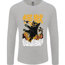 Catzilla Funny Cat Monster Parody Mens Long Sleeve T-Shirt Sports Grey