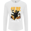 Catzilla Funny Cat Monster Parody Mens Long Sleeve T-Shirt White