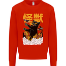 Catzilla Funny Cat Monster Parody Mens Sweatshirt Jumper Bright Red