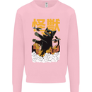 Catzilla Funny Cat Monster Parody Mens Sweatshirt Jumper Light Pink