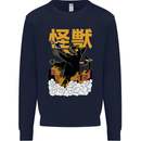 Catzilla Funny Cat Monster Parody Mens Sweatshirt Jumper Navy Blue