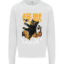 Catzilla Funny Cat Monster Parody Mens Sweatshirt Jumper White