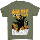 Catzilla Funny Cat Monster Parody Mens T-Shirt 100% Cotton Military Green