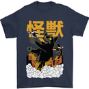 Catzilla Funny Cat Monster Parody Mens T-Shirt 100% Cotton Navy Blue