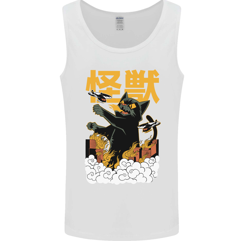 Catzilla Funny Cat Monster Parody Mens Vest Tank Top White