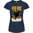 Catzilla Funny Cat Monster Parody Womens Petite Cut T-Shirt Navy Blue