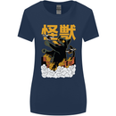 Catzilla Funny Cat Monster Parody Womens Wider Cut T-Shirt Navy Blue