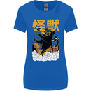 Catzilla Funny Cat Monster Parody Womens Wider Cut T-Shirt Royal Blue