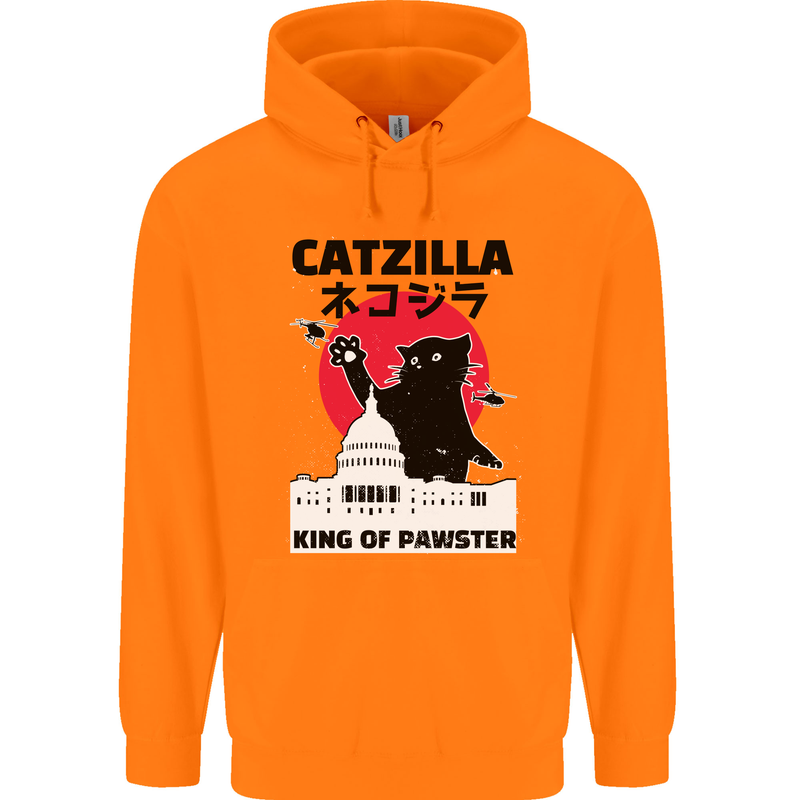Catzilla Funny Cat Parody Childrens Kids Hoodie Orange
