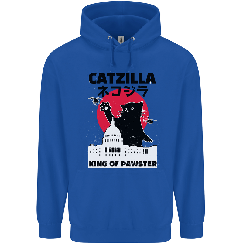Catzilla Funny Cat Parody Childrens Kids Hoodie Royal Blue