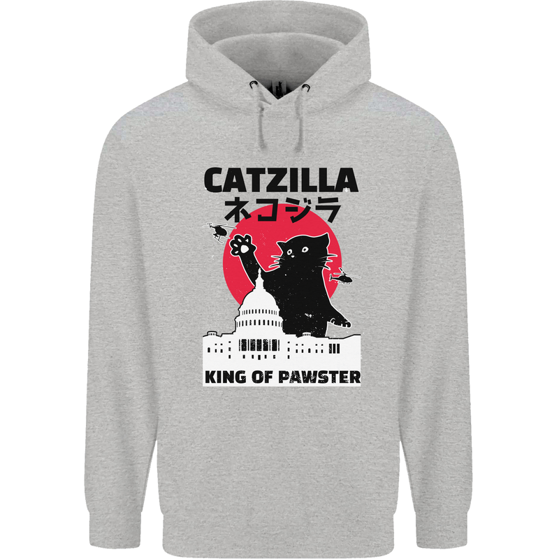 Catzilla Funny Cat Parody Childrens Kids Hoodie Sports Grey