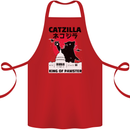 Catzilla Funny Cat Parody Cotton Apron 100% Organic Red