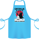Catzilla Funny Cat Parody Cotton Apron 100% Organic Turquoise