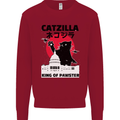 Catzilla Funny Cat Parody Kids Sweatshirt Jumper Red