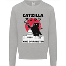 Catzilla Funny Cat Parody Kids Sweatshirt Jumper Sports Grey