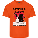 Catzilla Funny Cat Parody Kids T-Shirt Childrens Orange