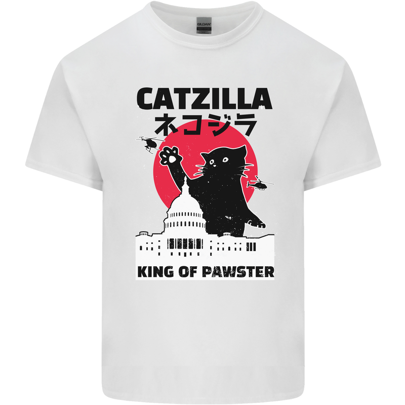 Catzilla Funny Cat Parody Kids T-Shirt Childrens White