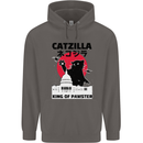 Catzilla Funny Cat Parody Mens 80% Cotton Hoodie Charcoal