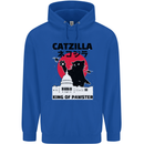 Catzilla Funny Cat Parody Mens 80% Cotton Hoodie Royal Blue