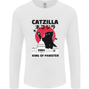 Catzilla Funny Cat Parody Mens Long Sleeve T-Shirt White