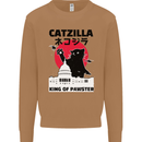 Catzilla Funny Cat Parody Mens Sweatshirt Jumper Caramel Latte