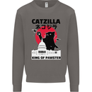 Catzilla Funny Cat Parody Mens Sweatshirt Jumper Charcoal