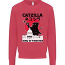 Catzilla Funny Cat Parody Mens Sweatshirt Jumper Heliconia