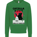 Catzilla Funny Cat Parody Mens Sweatshirt Jumper Irish Green