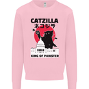 Catzilla Funny Cat Parody Mens Sweatshirt Jumper Light Pink
