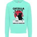 Catzilla Funny Cat Parody Mens Sweatshirt Jumper Peppermint