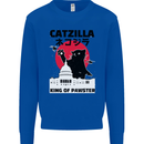 Catzilla Funny Cat Parody Mens Sweatshirt Jumper Royal Blue