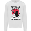 Catzilla Funny Cat Parody Mens Sweatshirt Jumper White