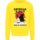 Catzilla Funny Cat Parody Mens Sweatshirt Jumper Yellow