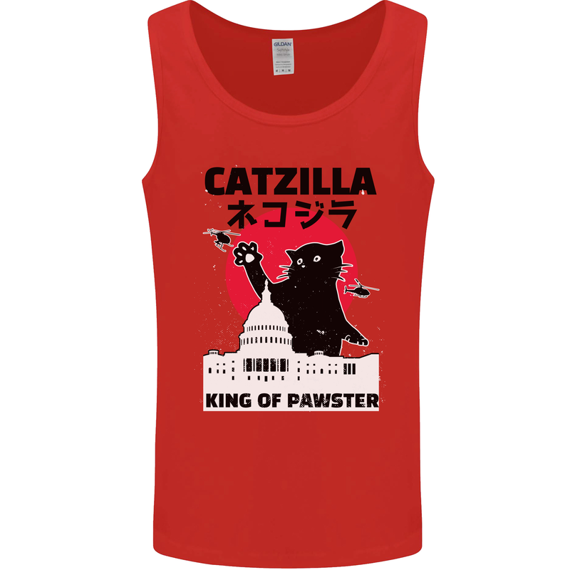 Catzilla Funny Cat Parody Mens Vest Tank Top Red