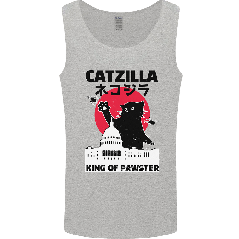 Catzilla Funny Cat Parody Mens Vest Tank Top Sports Grey