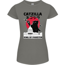 Catzilla Funny Cat Parody Womens Petite Cut T-Shirt Charcoal