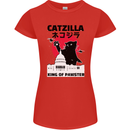 Catzilla Funny Cat Parody Womens Petite Cut T-Shirt Red
