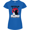 Catzilla Funny Cat Parody Womens Petite Cut T-Shirt Royal Blue