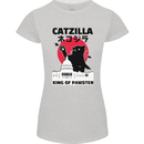Catzilla Funny Cat Parody Womens Petite Cut T-Shirt Sports Grey