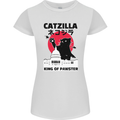 Catzilla Funny Cat Parody Womens Petite Cut T-Shirt White