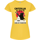 Catzilla Funny Cat Parody Womens Petite Cut T-Shirt Yellow