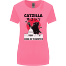 Catzilla Funny Cat Parody Womens Wider Cut T-Shirt Azalea