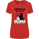 Catzilla Funny Cat Parody Womens Wider Cut T-Shirt Red
