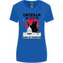 Catzilla Funny Cat Parody Womens Wider Cut T-Shirt Royal Blue