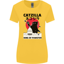 Catzilla Funny Cat Parody Womens Wider Cut T-Shirt Yellow